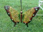 Wanddecoratie, wandobject Grote Vlinder, groen goud kleur, Tuin en Terras, Tuinwanddecoratie, Ophalen of Verzenden, Nieuw