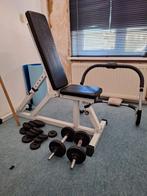 Verstelbaar fitness bank met gewichten en buikspier beugel, Ophalen, Gebruikt, Buik, Fitnessbank