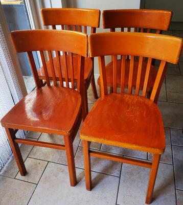 4 Vintage Luterma Bistro Houten eetkamer Stoel Frans design beschikbaar voor biedingen