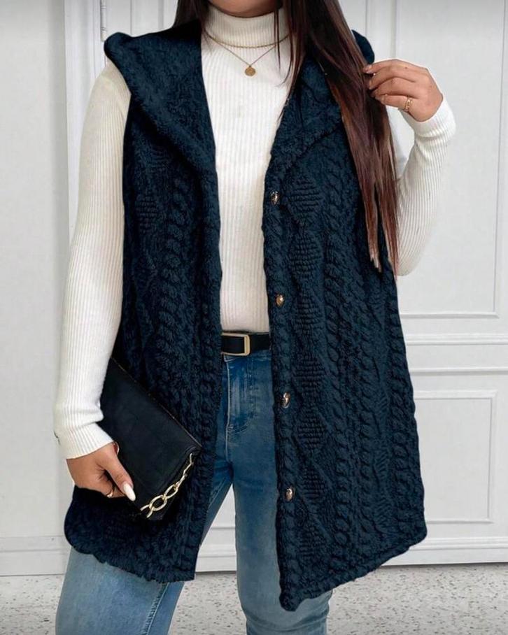 Vest Norah Blauw (44 tm 52), Kleding | Dames, Grote Maten, Nieuw, Trui of Vest, Blauw, Verzenden