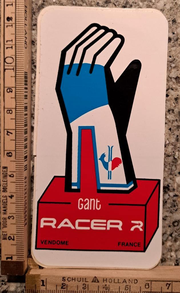 Vintage sticker Gant racer handschoen Frankrijk motorrace, Verzamelen, Stickers, Zo goed als nieuw, Ophalen of Verzenden