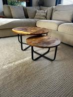 Industriële salontafel set mango hout, Ophalen, Gebruikt, 50 tot 100 cm, Rond