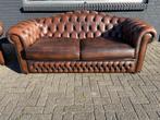 Chesterfield 3 zit bank bruin GRATIS BEZORGD!, Ophalen of Verzenden, Gebruikt, 75 tot 100 cm, Leer