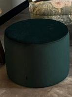 Mooie groene velvet poef, Ophalen, Rond, Minder dan 50 cm, Zo goed als nieuw