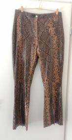 Lederen slangenprint flare broek, Nieuw, Lang, Maat 42/44 (L), Bruin