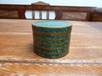 Mooie vintage messing doos, ingelegd met natuursteen, Ophalen of Verzenden