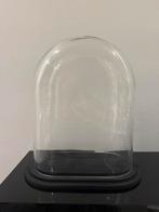 Stolp ovaal L helder glas zwart houten plateau, Veens Living, Nieuw, Elst, Info@veensliving.nl