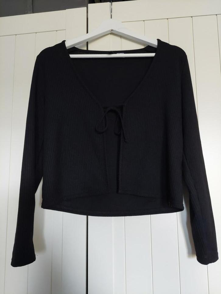 Zwart topje met strik, Kleding | Dames, Tops, Nieuw, Maat 38/40 (M), Zwart, Lange mouw, Verzenden