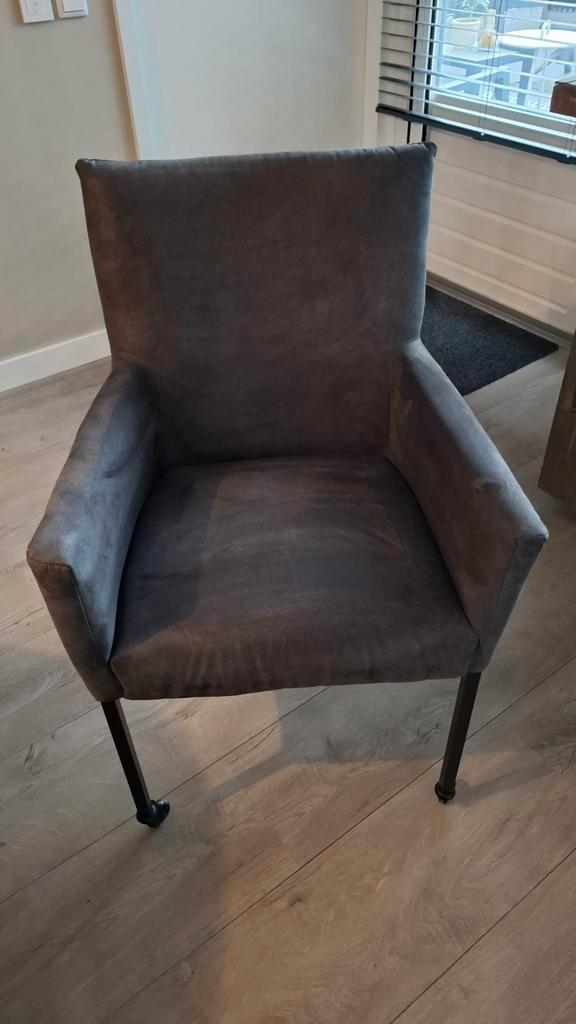6 ZGAN Eetkamerfauteuils - Antraciet & Grijs, Huis en Inrichting, Stoelen, Zo goed als nieuw, Vijf, Zes of meer stoelen, Metaal