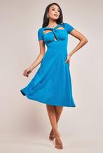 cocktailjurk petrol kleur midi jurk maat 36 38, Blauw, Nieuw, Cocktailjurk, Ophalen of Verzenden