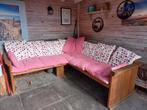 Steigerhouten tuinbank/loungebank met kussens 209x207 cm., Ophalen, 5 zitplaatsen, Steigerhout, Zo goed als nieuw