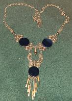 Aparte Zuid-Amerikaanse halsketting met blauw glas/stenen, Verzenden, Gebruikt, Blauw, Overige materialen