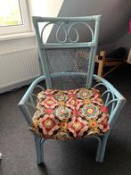 Retro stoel licht blauw met kussen, Huis en Inrichting, Stoelen, Ophalen, Gebruikt, Blauw, Eén