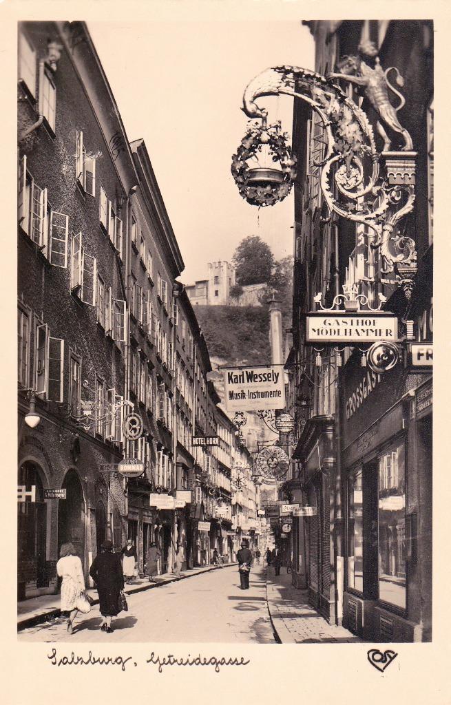 A142 Oostenrijk - Salzburg - Getreidegasse, Verzamelen, Ansichtkaarten | Buitenland, Ongelopen, Oostenrijk, 1920 tot 1940, Verzenden