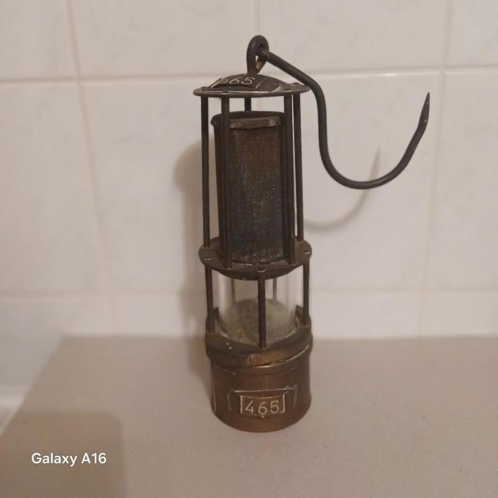 MESSING BENZINE MIJNLAMP CA.1950, Antiek en Kunst, Antiek | Lampen, Verzenden