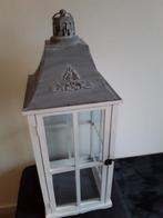 Witte lantaarn hout hoogte 73 cm, Huis en Inrichting, Woonaccessoires | Kandelaars en Kaarsen, Ophalen, Zo goed als nieuw, Hout