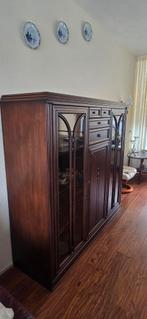 Vintage Vitrinekast Massief Hout, Huis en Inrichting, Ophalen, Glas, 150 tot 200 cm, Vintage