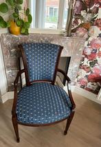Mahonie blauwe stoel, Huis en Inrichting, Stoelen, Ophalen, Gebruikt, Blauw, Eén
