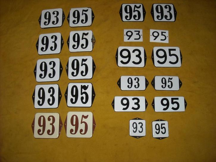 oud emaille huisnummer 93 en 95 ook 94 96 97 98 99 100 101 6, Antiek en Kunst, Antiek | Emaille, Ophalen of Verzenden