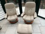 2Stressless Fauteuils-met voetenbankje leder, Ophalen, Gebruikt, Minder dan 75 cm, Leer
