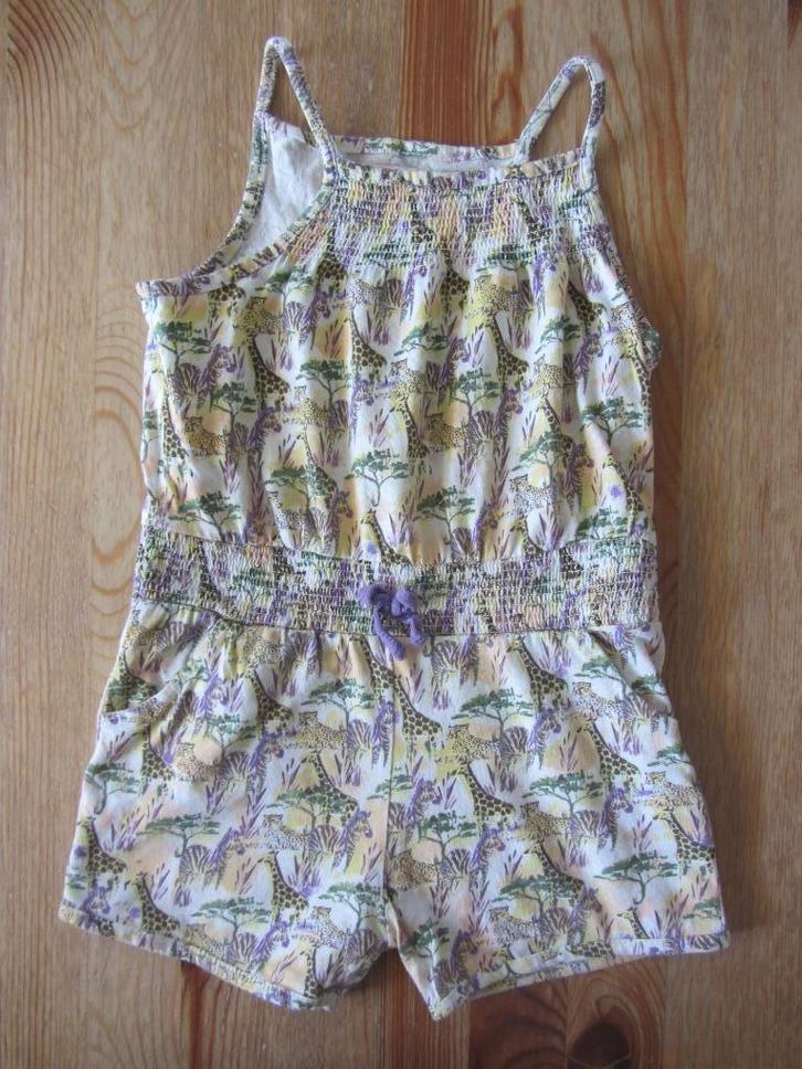 Jumpsuit met giraffen en panters maat 110, Kinderen en Baby's, Kinderkleding | Maat 110, Zo goed als nieuw, Meisje, Overige typen