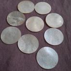 China: 9 Antieke Parelmoer Tokens Game Counters, Verzenden