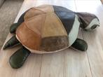 Vintage leren schildpad poef kussen patchwork, Gebruikt, Ophalen of Verzenden, Overige kleuren