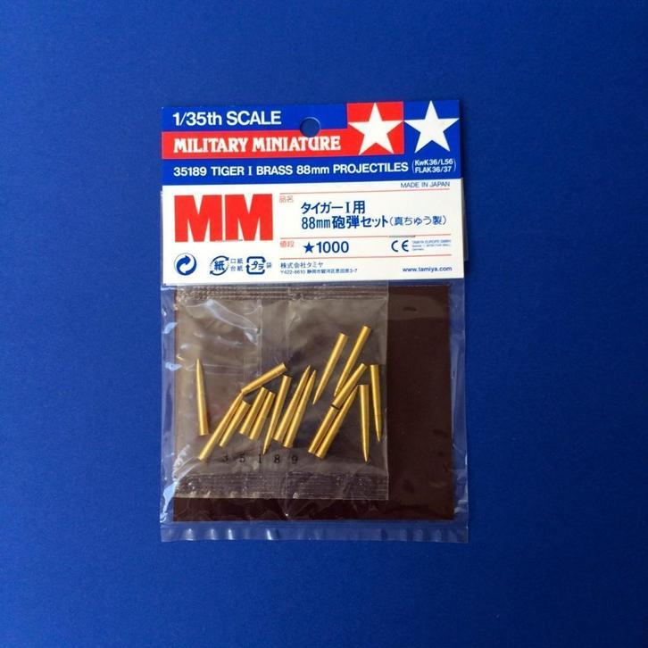 TAMIYA 35189 Tiger I Brass 88mm Projectiles 1/35, Hobby en Vrije tijd, Modelbouw | Figuren en Diorama's, Nieuw, 1:35 tot 1:50