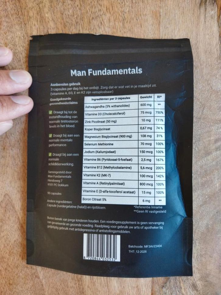 Man Fundamentals, Sport en Fitness, Gezondheidsproducten en Wellness, Nieuw, Poeder of Drank, Ophalen of Verzenden
