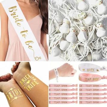 28-delige Vrijgezellenfeest set Bride to Be wit met goud beschikbaar voor biedingen