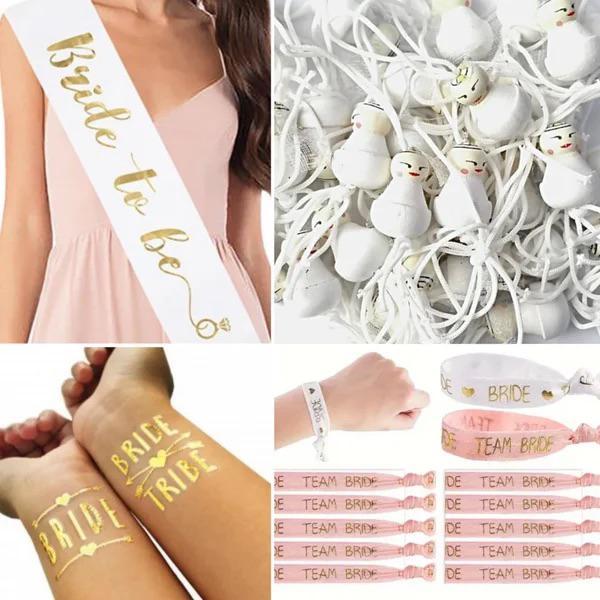 28-delige Vrijgezellenfeest set Bride to Be wit met goud, Kleding | Dames, Trouwkleding en Trouwaccessoires, Nieuw, Accessoires