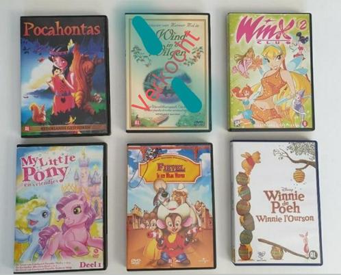 5 stuks kinder DVD _ Little Pony, Winnie de Poeh, Pocahotas, Cd's en Dvd's, Dvd's | Tekenfilms en Animatie, Zo goed als nieuw