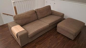IKEA Kivik 3-zitsbank met hocker/voetenbank, bruin - afbeelding 1