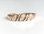 Bobbie Gouden vintage ring diamant diamanten maat 18, 18 tot 19, Gebruikt, Wit, Ophalen of Verzenden