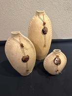 Set van 3 decoratie vazen zand kleur, Huis en Inrichting, Overige kleuren, Ophalen of Verzenden, Minder dan 50 cm, Glas