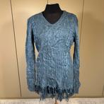 Blauwe fringe Y2K Fisherman Kabel trui Longsleeve Wol, Kleding | Dames, Maat 38/40 (M), Zo goed als nieuw, Vintage, Verzenden