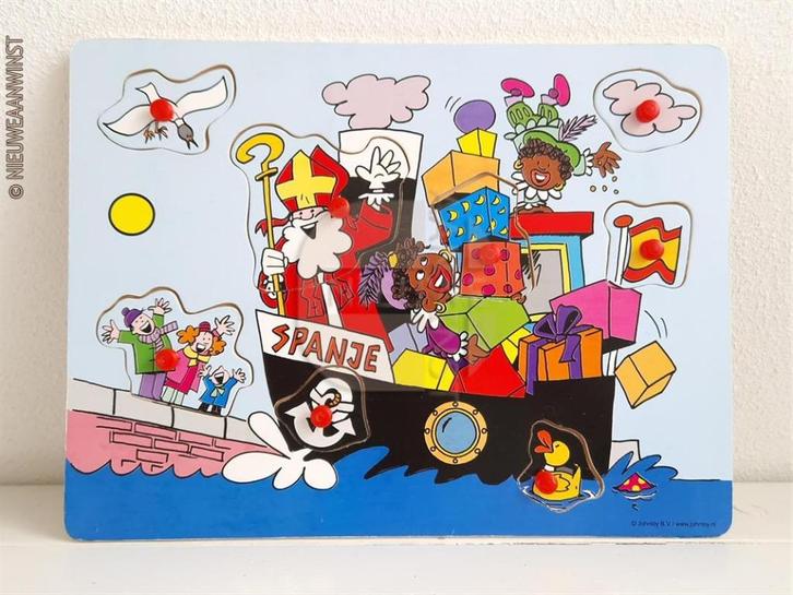 Nostalgische knopjespuzzel: Sinterklaas, zwarte Piet, boot, Diversen, Sinterklaas, Zo goed als nieuw, Verzenden
