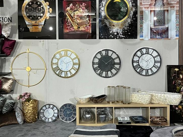 XXL WANDKLOK Eric kuster style MARBLELOOK GOUD ZWART WIT CHR, Huis en Inrichting, Woonaccessoires | Klokken, Nieuw, Wandklok, Ophalen