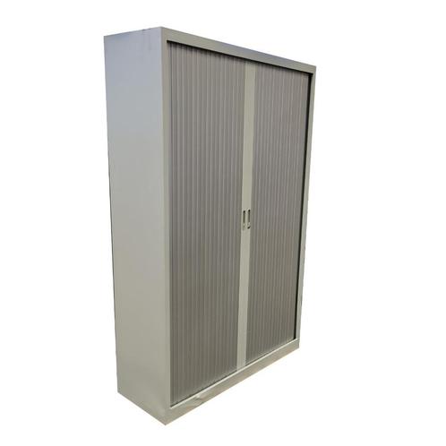 Tweedehands Roldeurkast Lichtgrijs Zilvergrijs 195 x 120 x 4, Huis en Inrichting, Kasten | Roldeurkasten en Archiefkasten, Gebruikt