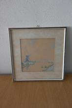 Jan Welles aquarel Molen aan het water, Ophalen of Verzenden