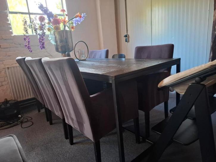 6 Eetkamerstoelen - Doe een leuk bod!, Huis en Inrichting, Tafels | Eettafels, Gebruikt, 50 tot 100 cm, 200 cm of meer, Vijf personen of meer