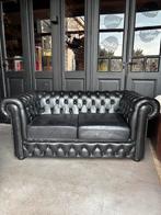 Chesterfield Zwarte 2 zits Bank merk Rochester Vintage Stoer, 150 tot 200 cm, Tweepersoons, Gebruikt, Rochester