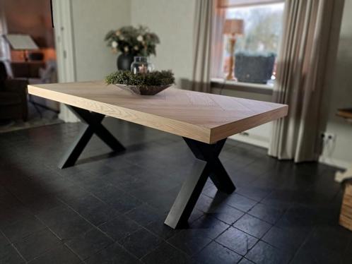 Eetkamertafel tafel met opgelegd eiken, Huis en Inrichting, Tafels | Eettafels, Zo goed als nieuw, 50 tot 100 cm, 200 cm of meer