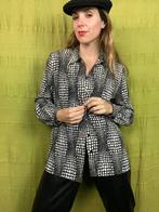 Vintage blouse / shirt - zwart/wit - patroon - 40/L/large, Gedragen, Maat 38/40 (M), Vintage, Ophalen of Verzenden