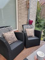 2 wicker fauteuils met 2-zits bankje, Tuin en Terras, Tuinsets en Loungesets, Ophalen, 4 zitplaatsen, Gebruikt, Loungeset