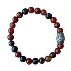 Heren armband van natuursteen Vuur Agaat met vlecht kraal., Verzenden, Nieuw, Overige materialen