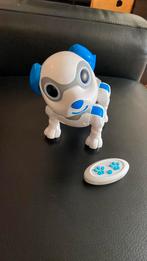 Robothond met controller wit met blauw 20cm, Ophalen of Verzenden, Zo goed als nieuw