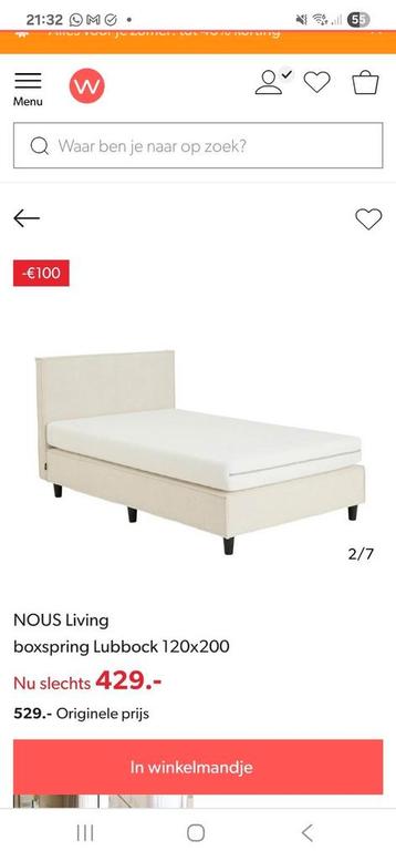 Wehkamp beige boxspring 120x200 excl. matras beschikbaar voor biedingen