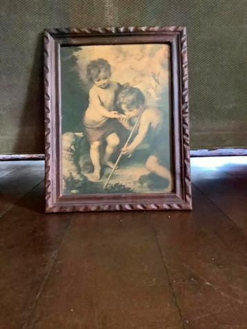 Oud Schilderij ❤️ Jezus & St. Janneke - Jaren '40/'50 beschikbaar voor biedingen