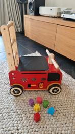 Houten loopwagen brandweerauto - I'm Toy, Ophalen, Gebruikt, Duw- of Trekspeelgoed